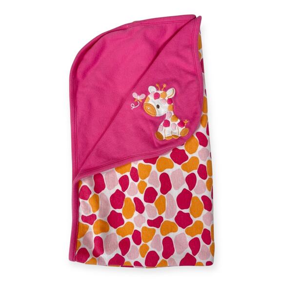 Gymboree Jolly Giraffe Pink Orange Spotted Baby Blanket Embroidered 2016 - Picture 7 of 8